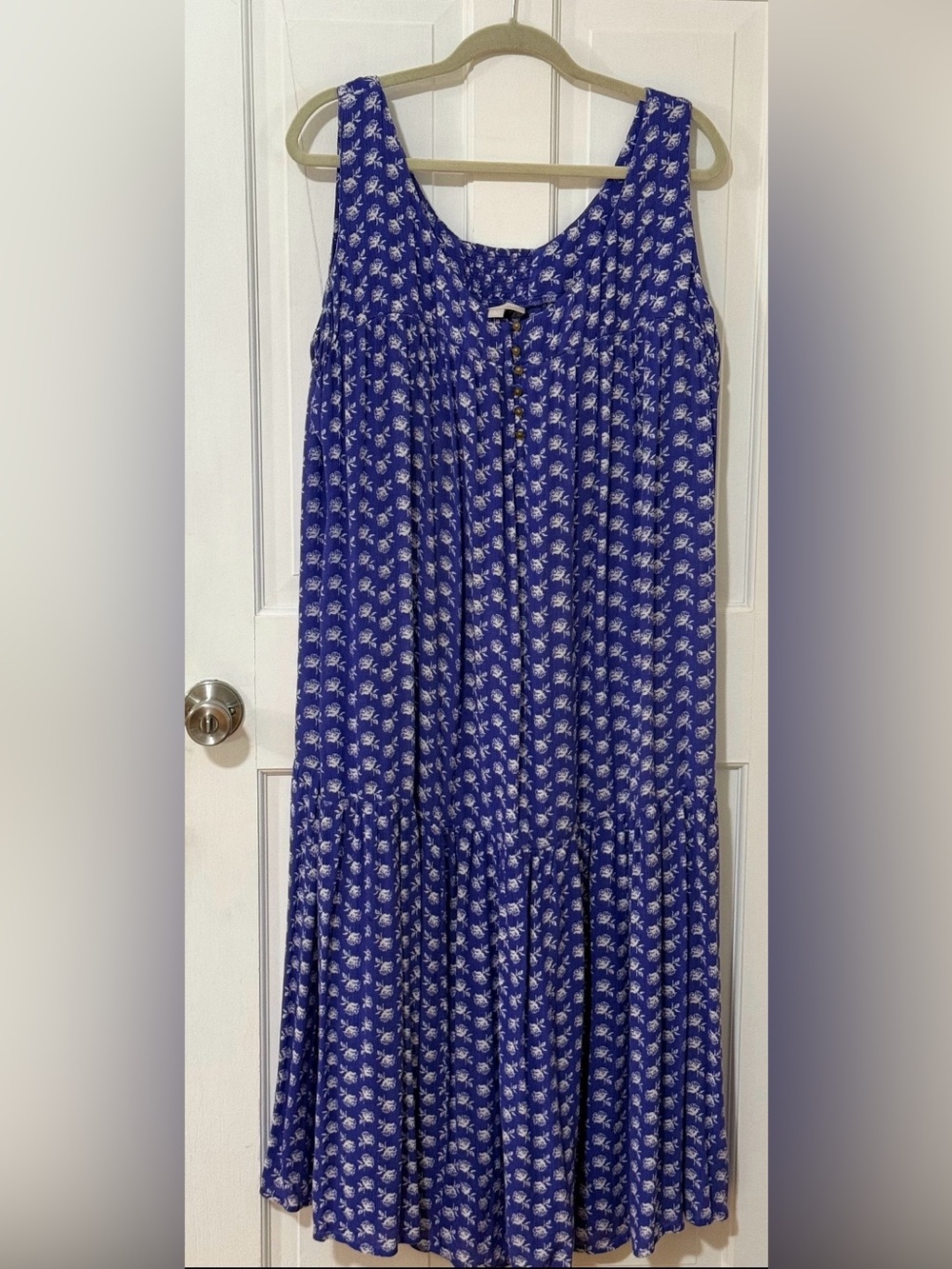 Woman Within Royal Blue Floral Sleeveless Maxi Dress